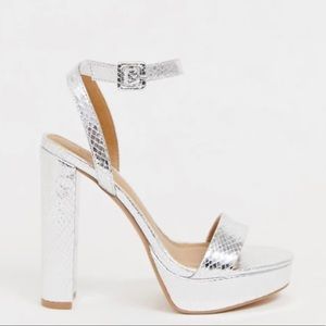 ASOS Silver Snake Skin Platform Shoes